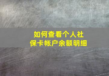 如何查看个人社保卡帐户余额明细