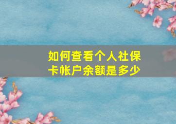 如何查看个人社保卡帐户余额是多少