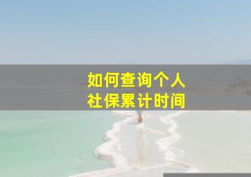 如何查询个人社保累计时间