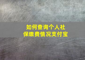 如何查询个人社保缴费情况支付宝