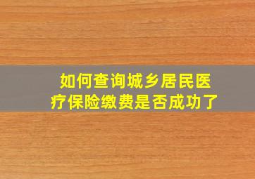 如何查询城乡居民医疗保险缴费是否成功了