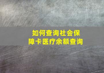 如何查询社会保障卡医疗余额查询