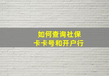 如何查询社保卡卡号和开户行