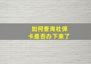 如何查询社保卡是否办下来了