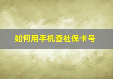 如何用手机查社保卡号