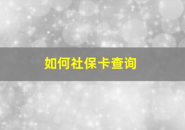 如何社保卡查询