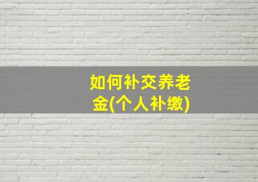 如何补交养老金(个人补缴)