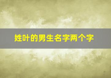 姓叶的男生名字两个字