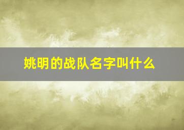 姚明的战队名字叫什么