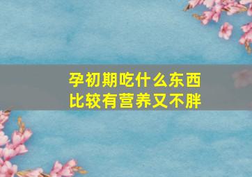 孕初期吃什么东西比较有营养又不胖