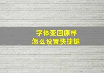 字体变回原样怎么设置快捷键