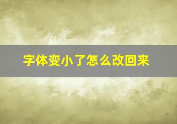 字体变小了怎么改回来