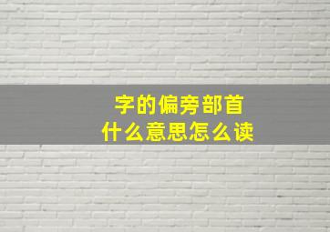 字的偏旁部首什么意思怎么读