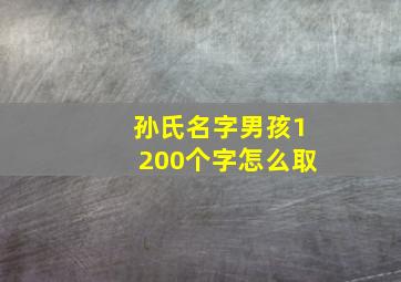 孙氏名字男孩1200个字怎么取