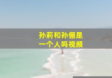 孙莉和孙俪是一个人吗视频