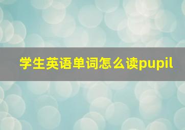 学生英语单词怎么读pupil