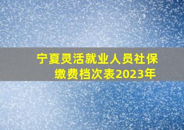 宁夏灵活就业人员社保缴费档次表2023年