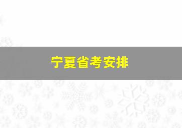 宁夏省考安排