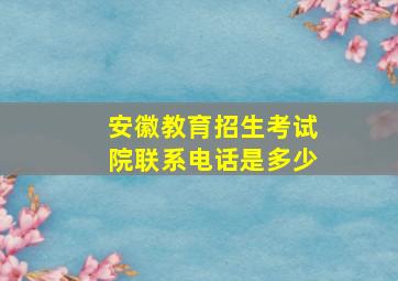 安徽教育招生考试院联系电话是多少