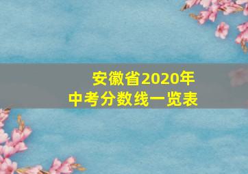 安徽省2020年中考分数线一览表