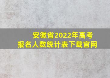 安徽省2022年高考报名人数统计表下载官网