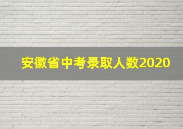 安徽省中考录取人数2020