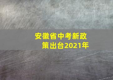 安徽省中考新政策出台2021年