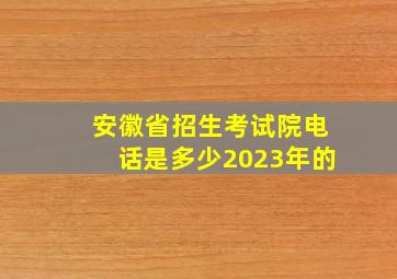 安徽省招生考试院电话是多少2023年的