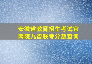 安徽省教育招生考试官网院九省联考分数查询