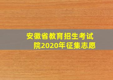 安徽省教育招生考试院2020年征集志愿