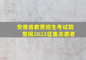 安徽省教育招生考试院官网2022征集志愿者