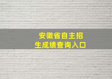 安徽省自主招生成绩查询入口