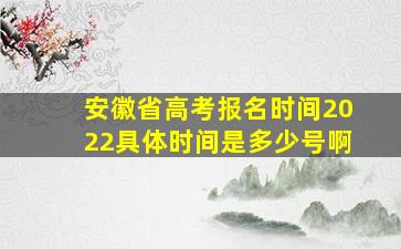 安徽省高考报名时间2022具体时间是多少号啊