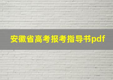 安徽省高考报考指导书pdf