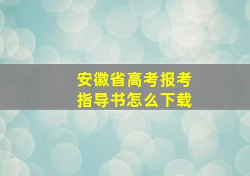 安徽省高考报考指导书怎么下载