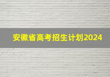 安徽省高考招生计划2024