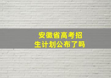 安徽省高考招生计划公布了吗