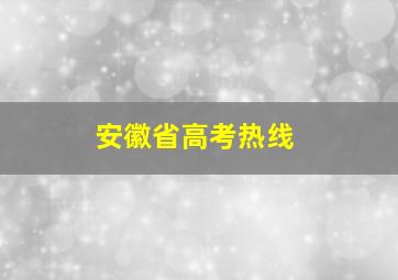 安徽省高考热线