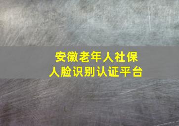 安徽老年人社保人脸识别认证平台