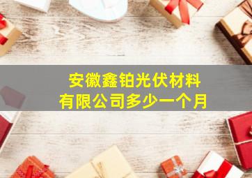 安徽鑫铂光伏材料有限公司多少一个月