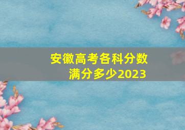 安徽高考各科分数满分多少2023