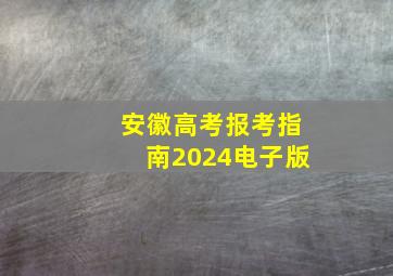 安徽高考报考指南2024电子版