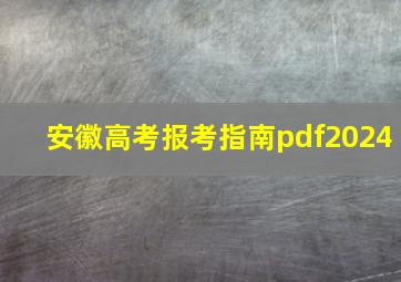 安徽高考报考指南pdf2024