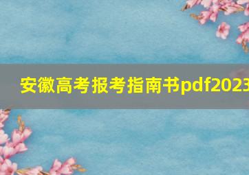 安徽高考报考指南书pdf2023