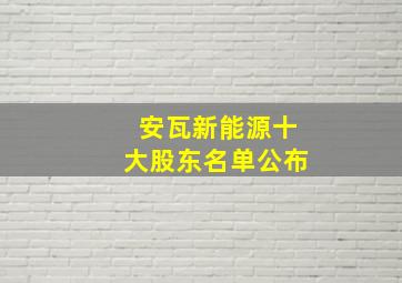 安瓦新能源十大股东名单公布