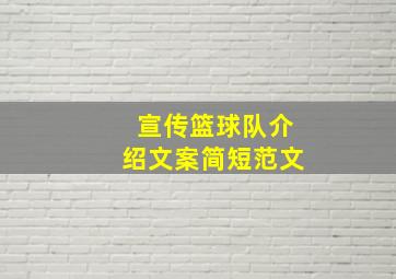 宣传篮球队介绍文案简短范文