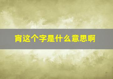 宵这个字是什么意思啊