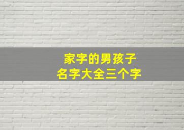 家字的男孩子名字大全三个字