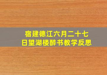 宿建德江六月二十七日望湖楼醉书教学反思