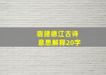 宿建德江古诗意思解释20字